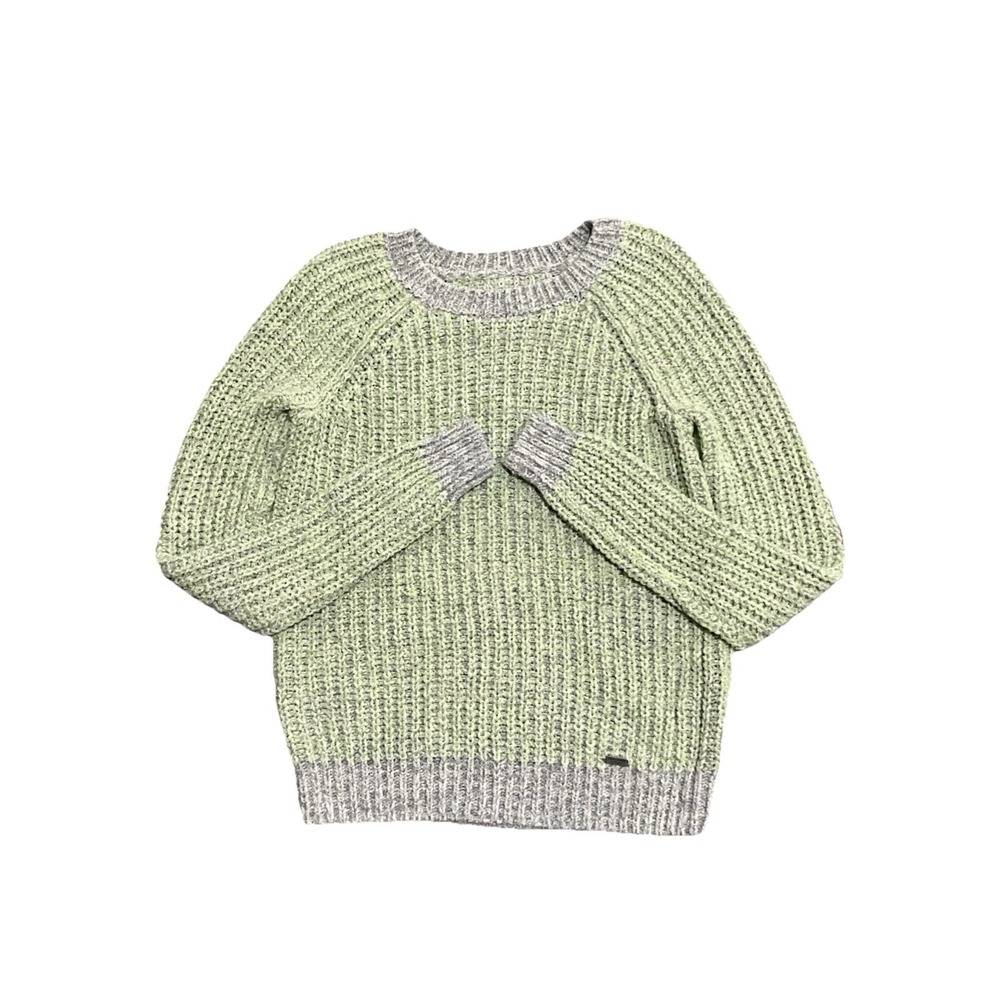 Abercrombie‎ Fitch Chunky Knit Sweater Green Grey Rib Crewneck Womens Size S